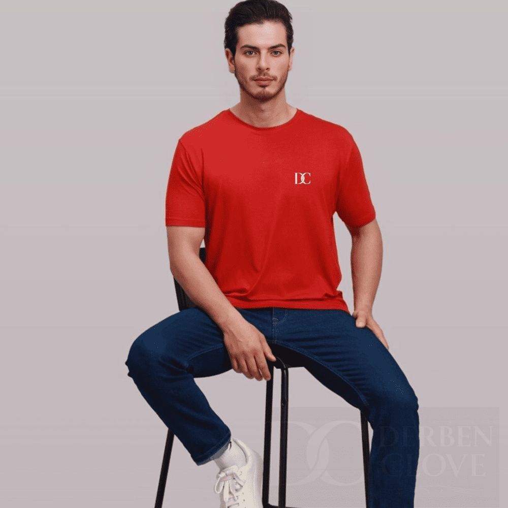 Unisex Branded Initials DC Tees lightweight Breathable TShirt Regular Fit - Red