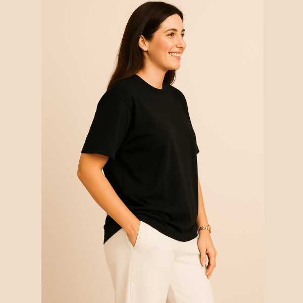 Black Cotton Oversized T Shirt Women | Baggy Tees for Gym and Casual