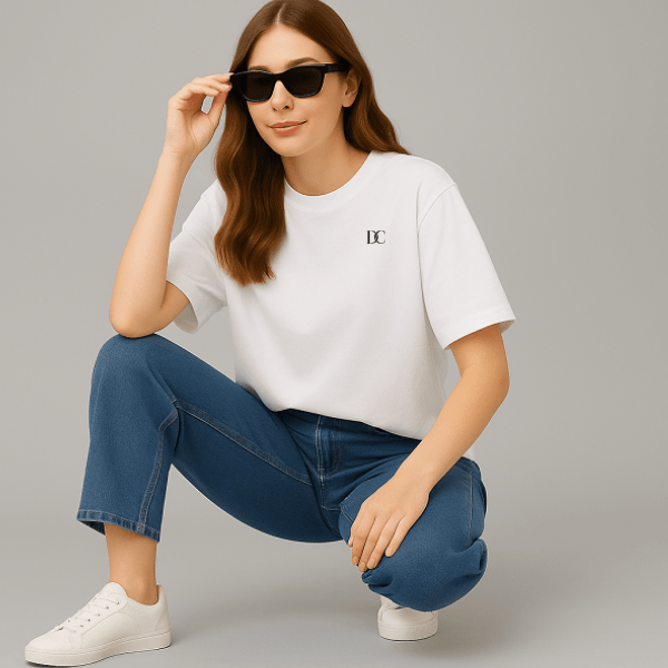 Oversized T Shirt Women Loose Baggy Cotton Tees white