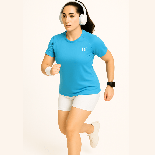 Sky Blue Raglan Sleeve Gym T Shirt for Women | Sports Tee