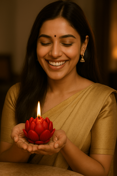 Soy Wax Rose Scented Candle Designer Aroma Fragrance Candle -  Red