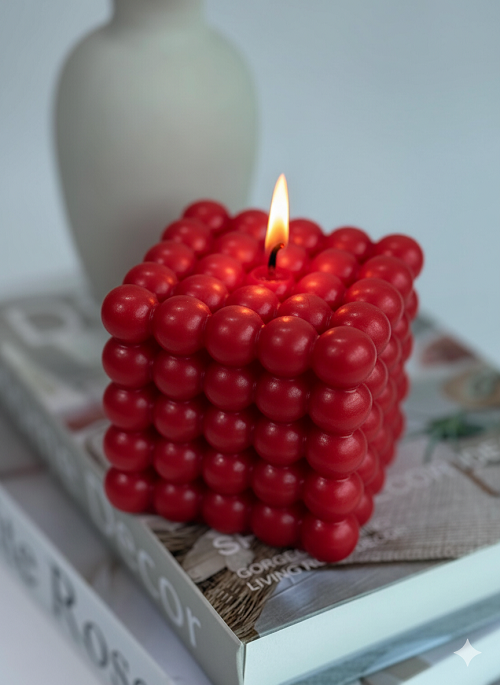 Best Bubbles Cube Scented Candle for Party and Festivals (Red)