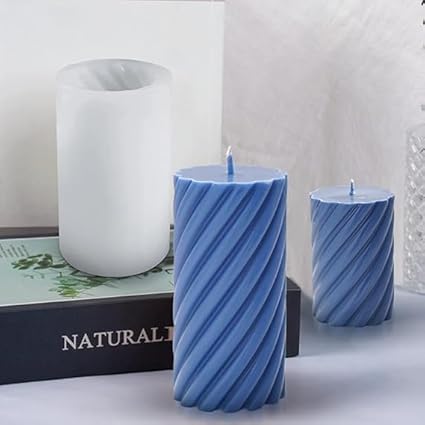 Big Spiral Pillar Scented Candle for Home and Party Blue