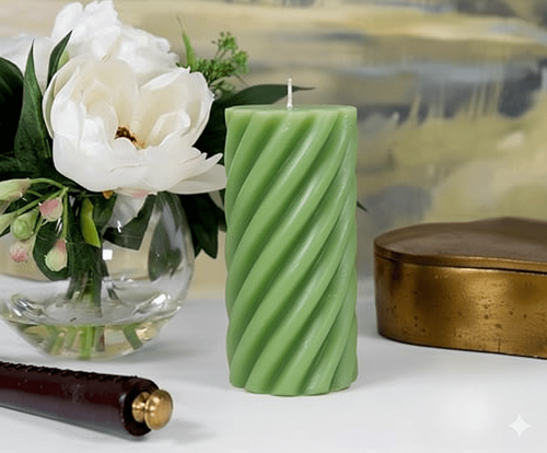 Big Spiral Pillar Scented Candle for Home and Party Green