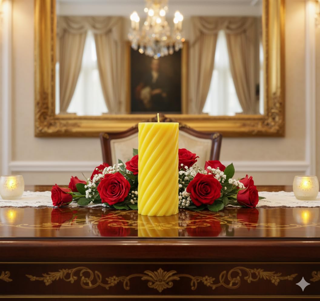 Big Spiral Pillar Scented Candle for Home and Party Yellow