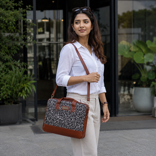 Floral Printed Laptop Messenger Bag for Men and Women