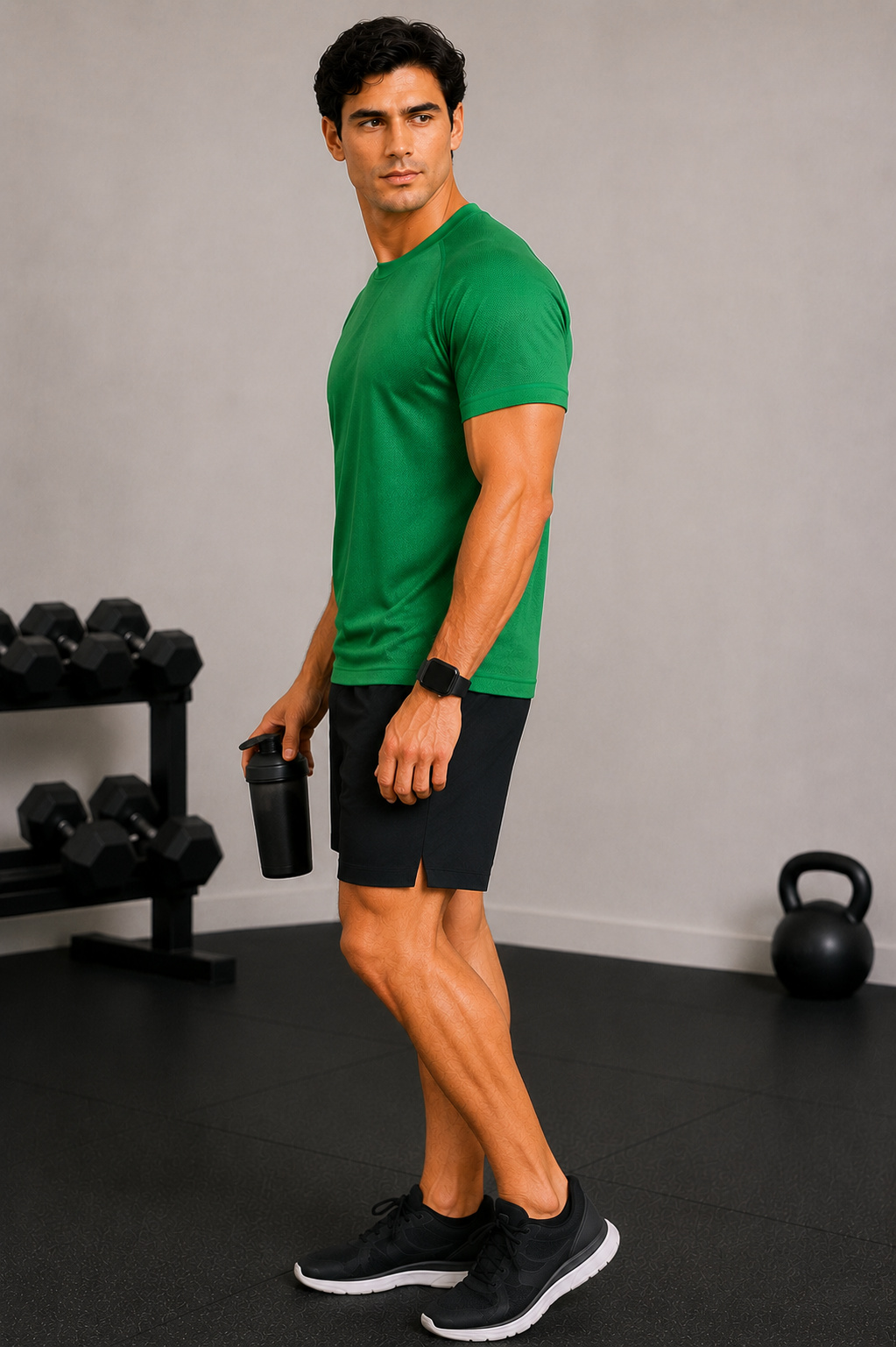 Green Sport T Shirt Mens | Gym, Running, Football Tee