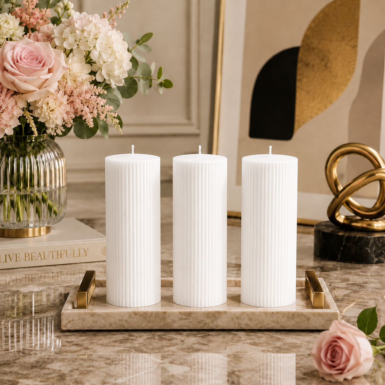Luxury Spiral Pillar Scented Perfume Candle White
