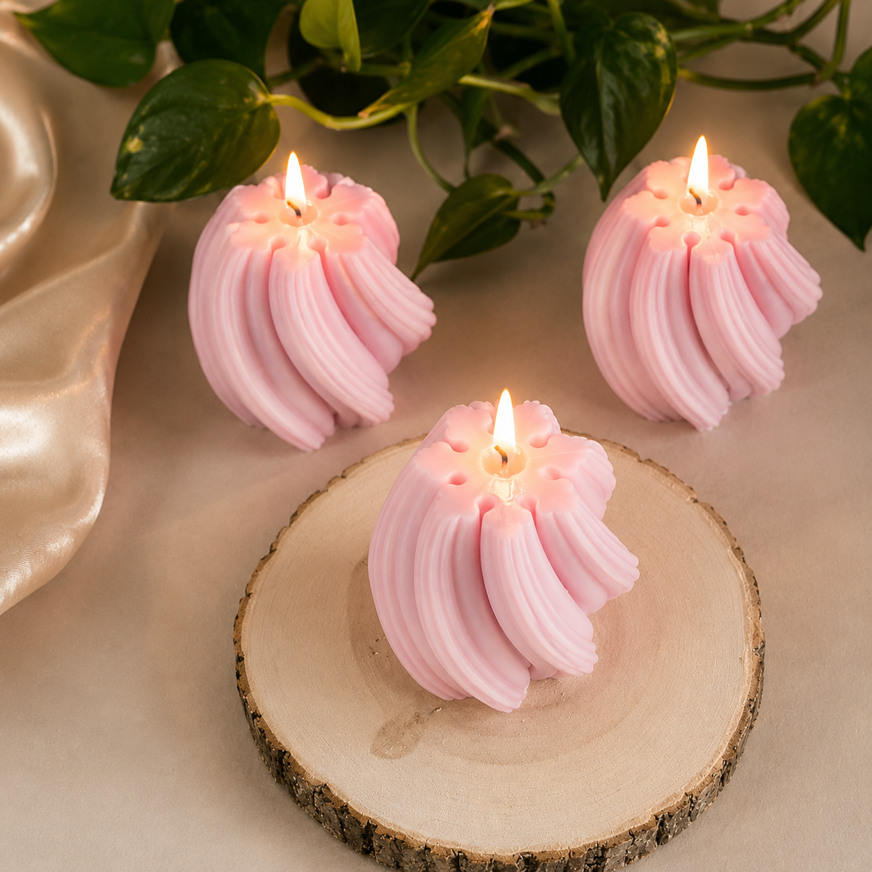 Luxury Pink Sculptural Decorative Soy Wax Candle