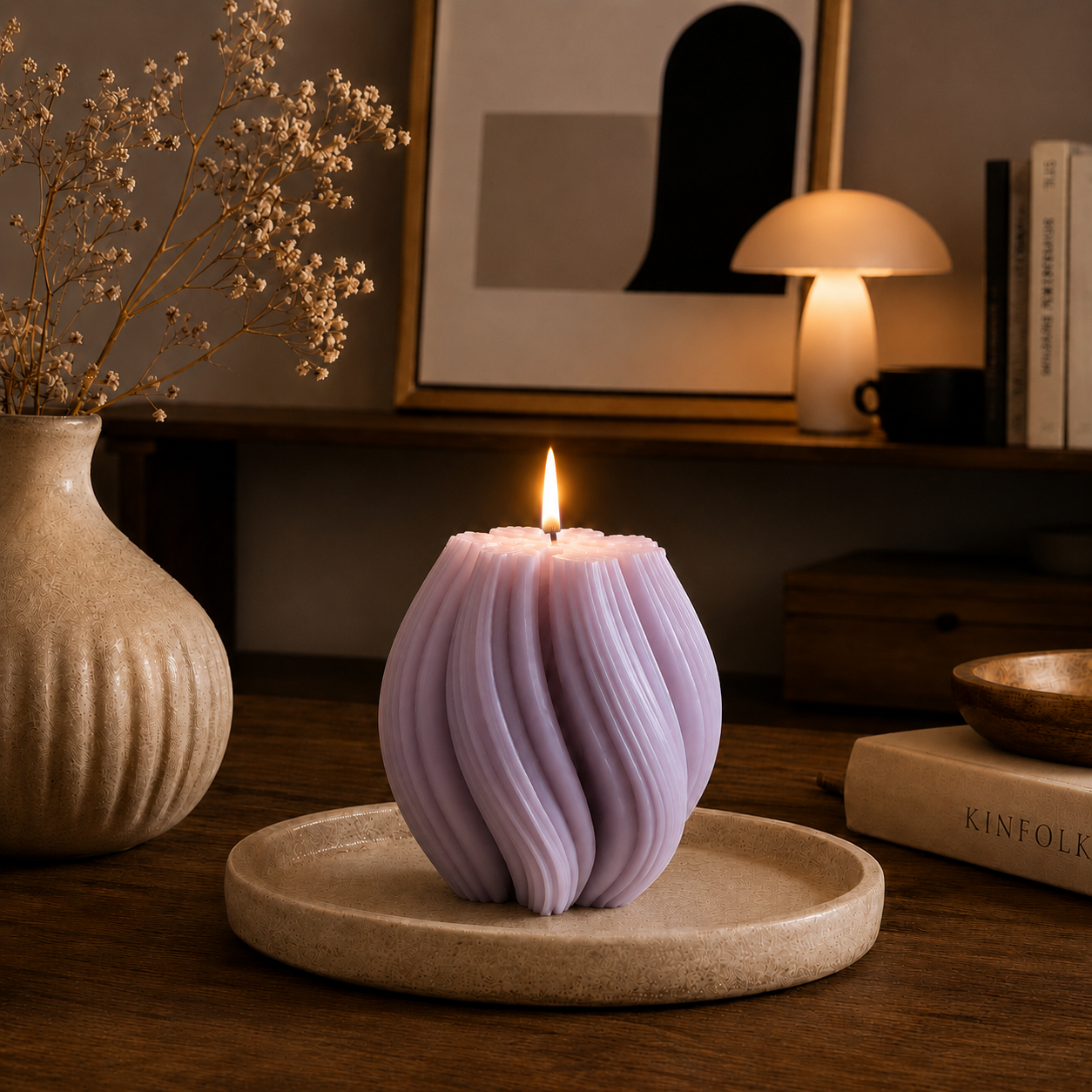 Luxury Purple Sculptural Decorative Soy Wax Candle