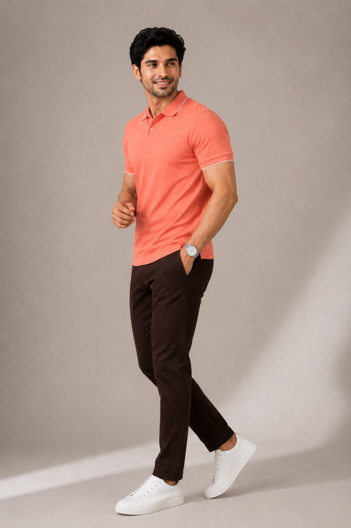 Collar T Shirt Formal for Men Formal T Shirts for Office Use - CORAL