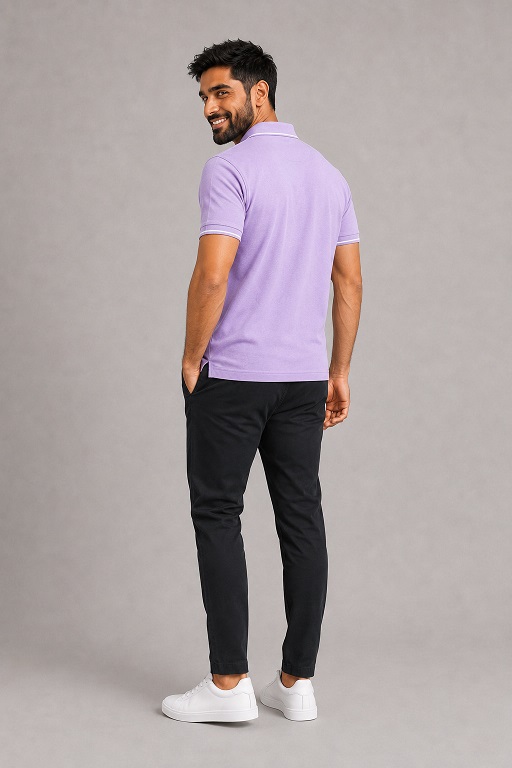 Formal T Shirt Men - Lavender T Shirt Men Polo - Tipping Collar Style