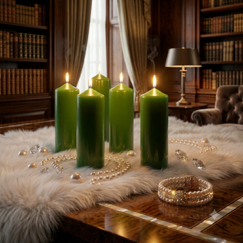 Scented Simple Pure Soywax Pillar Candle - GREEN