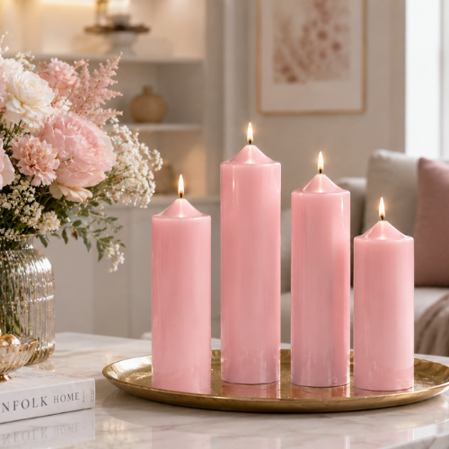 Scented Simple Pure Soywax Pillar Candle - PINK