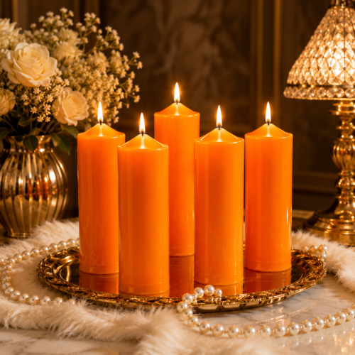 Scented Simple Pure Soywax Pillar Candle - ORANGE