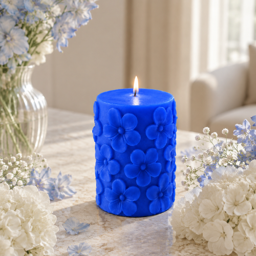 Derben Clove Floral Scented Pillar Candles for Party - ROYAL BLUE