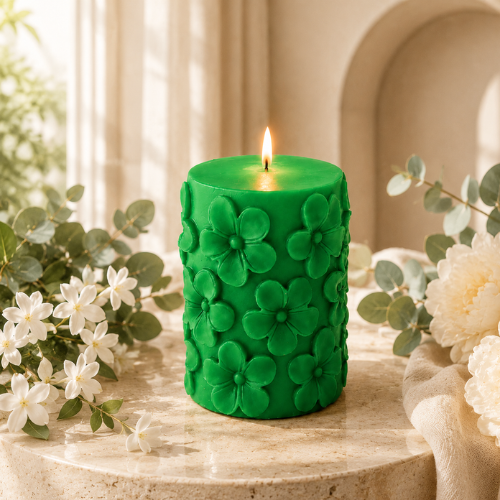 Floral Scented Pillar Candles for Party Fresh GREEN