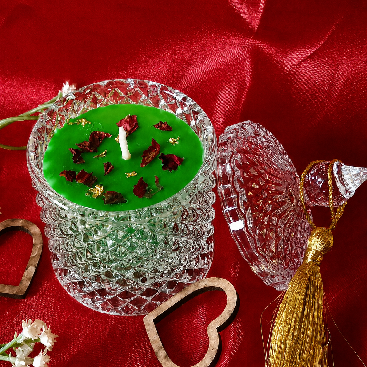 Premium Round Glass Jar Scented Candle - GREEN