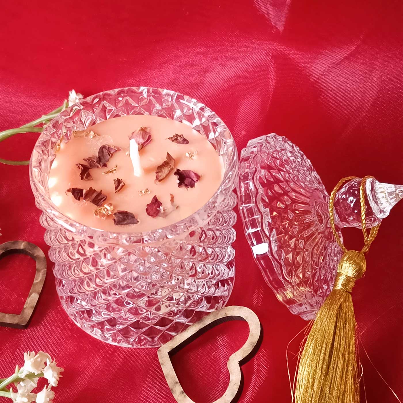 Premium Round Glass Jar Scented Candle - PINK