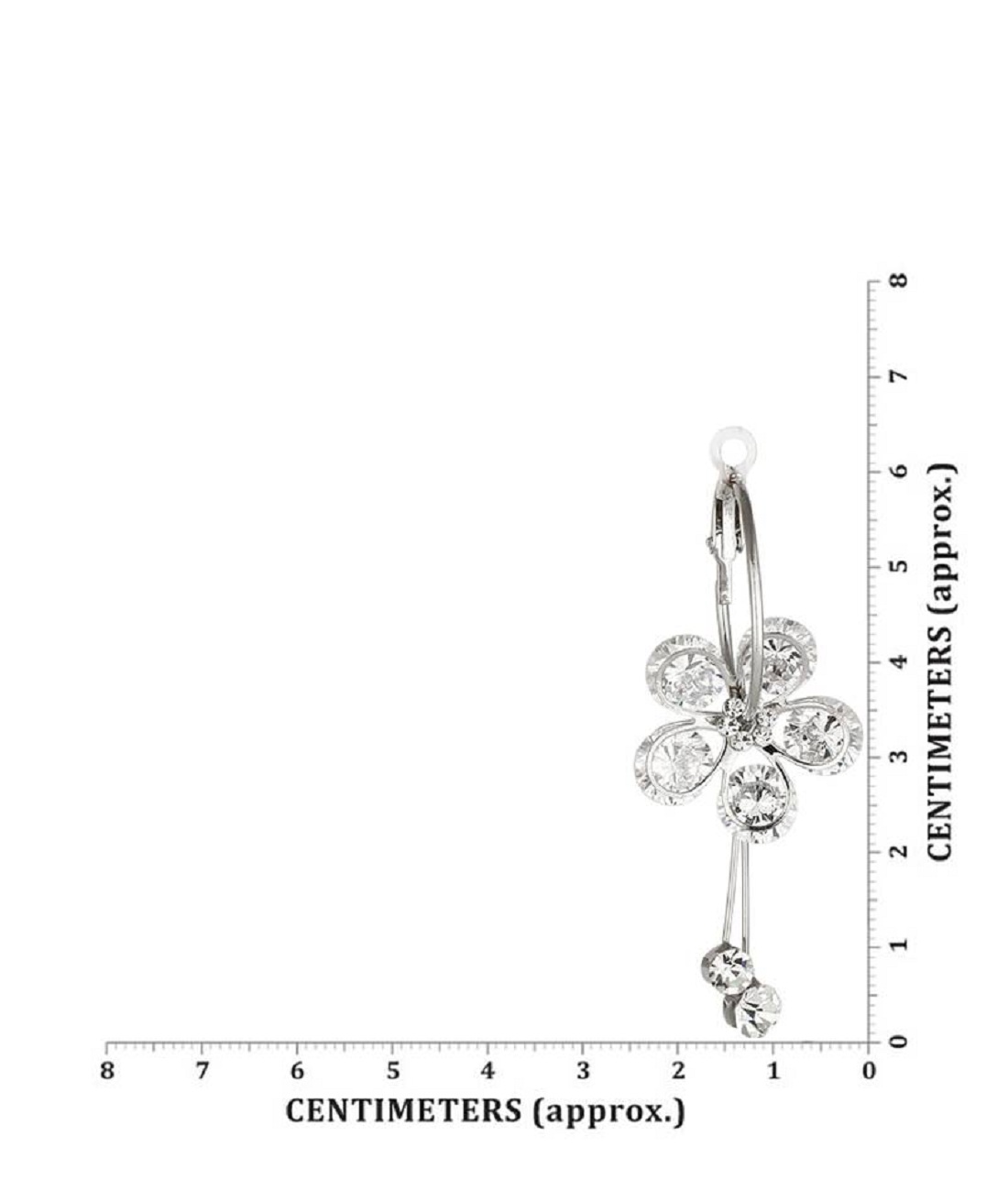 Shining Crystal Korean Sparkling Flower Hoop Earrings for Girls White