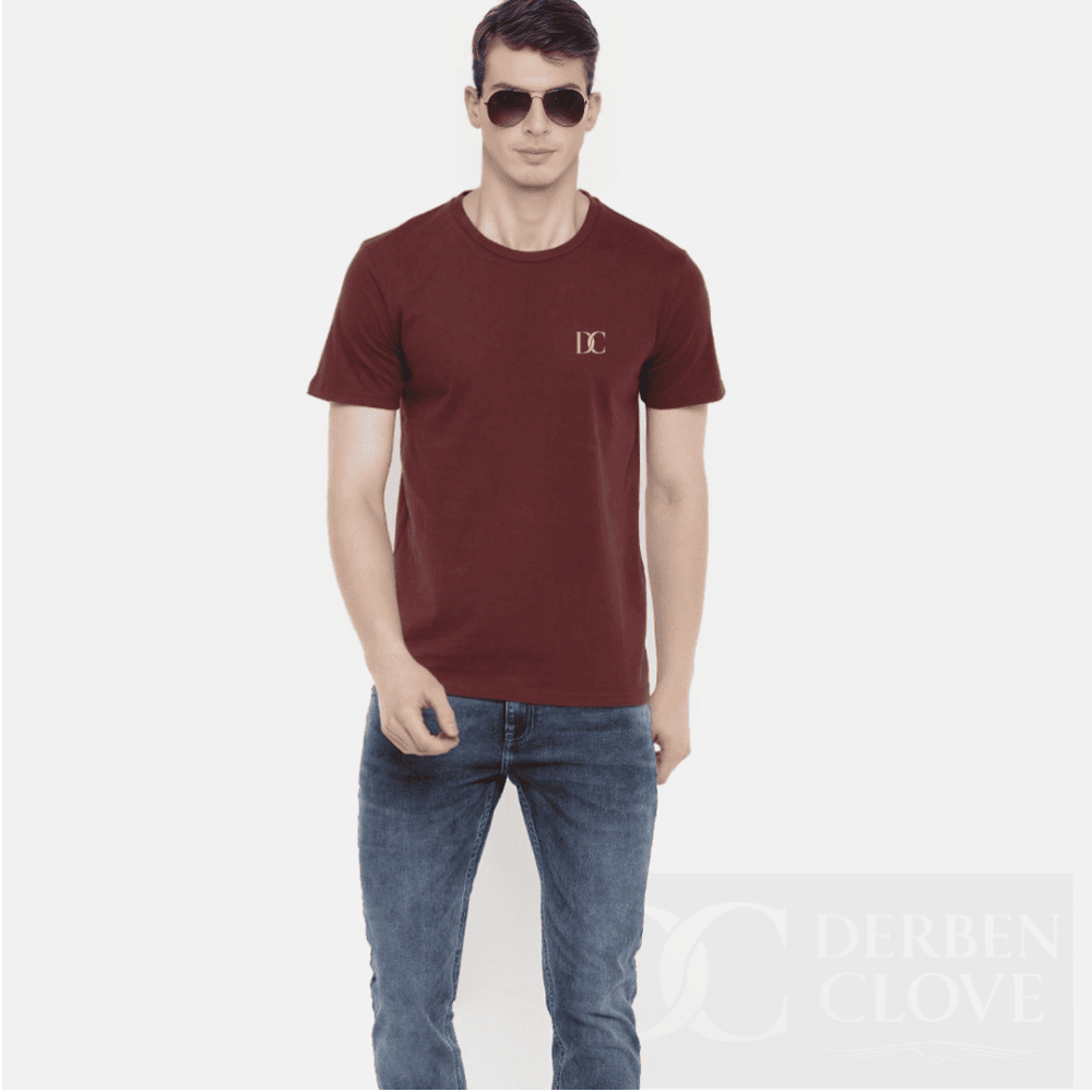 Unisex Branded Initials DC Tees lightweight Breathable TShirt Regular Fit - Maroon