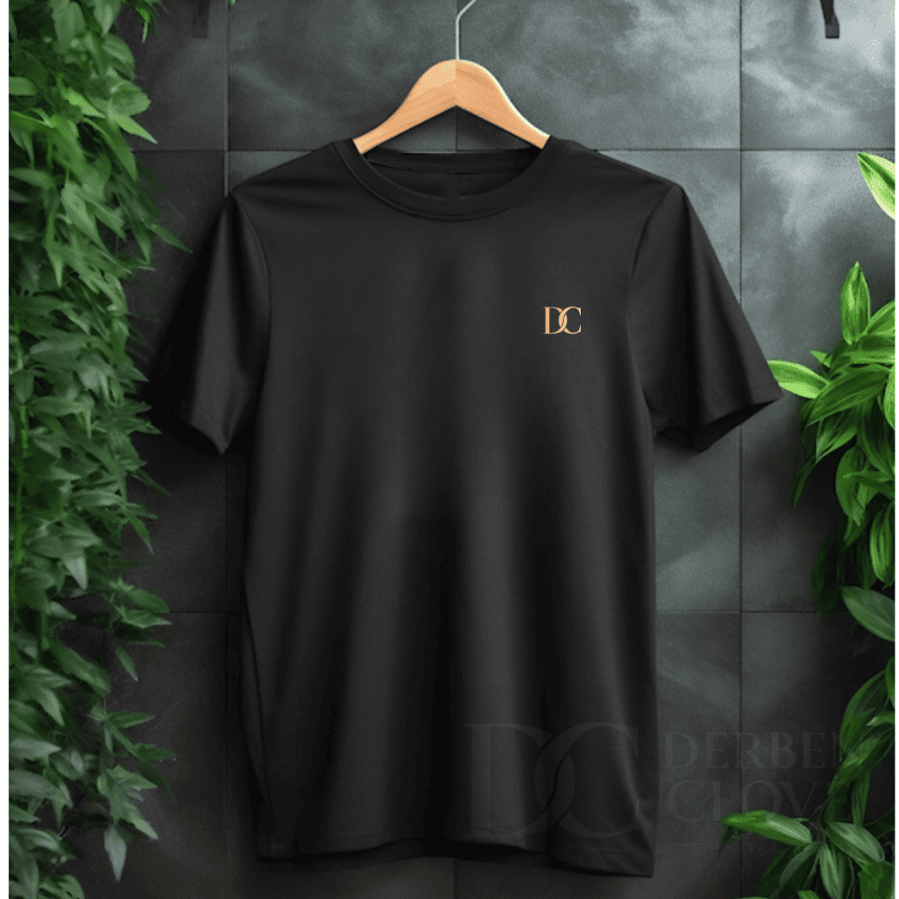 Unisex Branded Initials DC Tees lightweight Breathable TShirt Regular Fit - Black