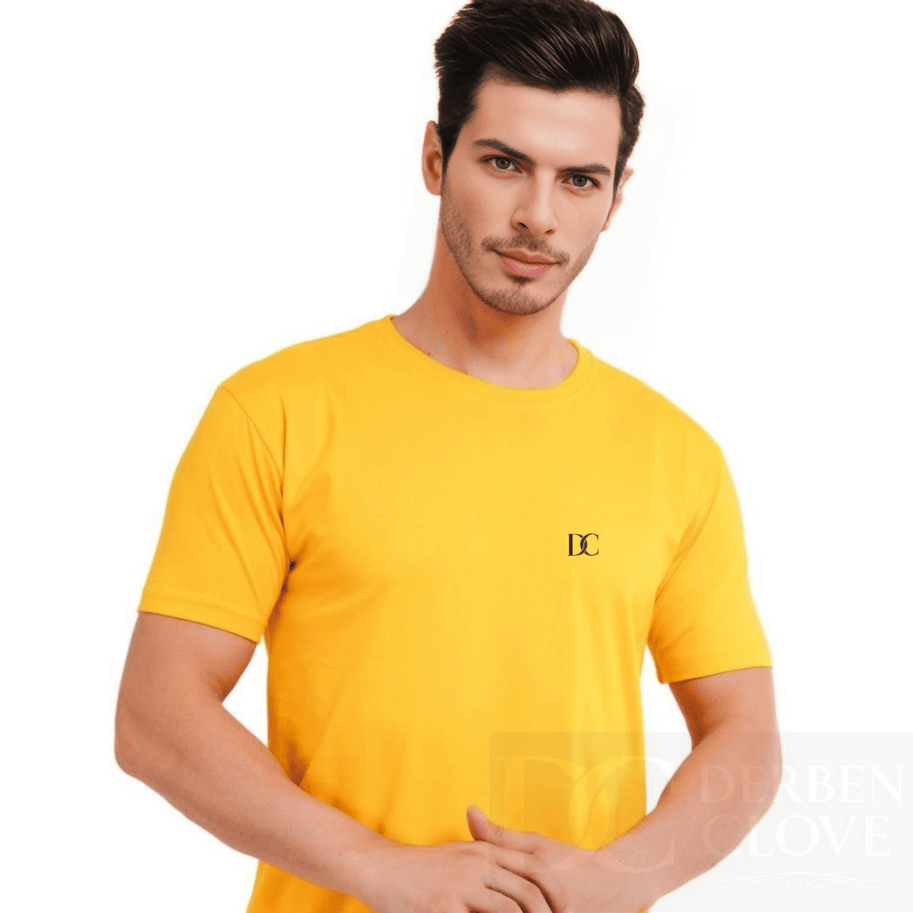 Unisex Branded Initials DC Tees lightweight Breathable TShirt Regular Fit - Yellow