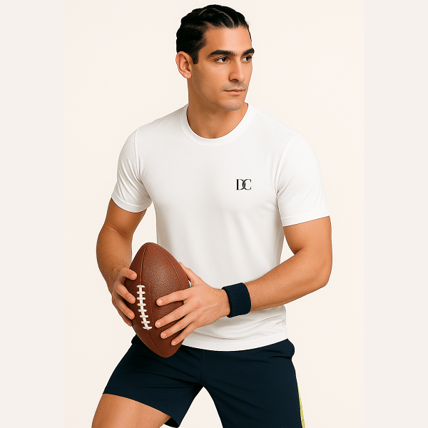 Men's White Sports T-Shirt – Gym, Running, Football, Workout Tee