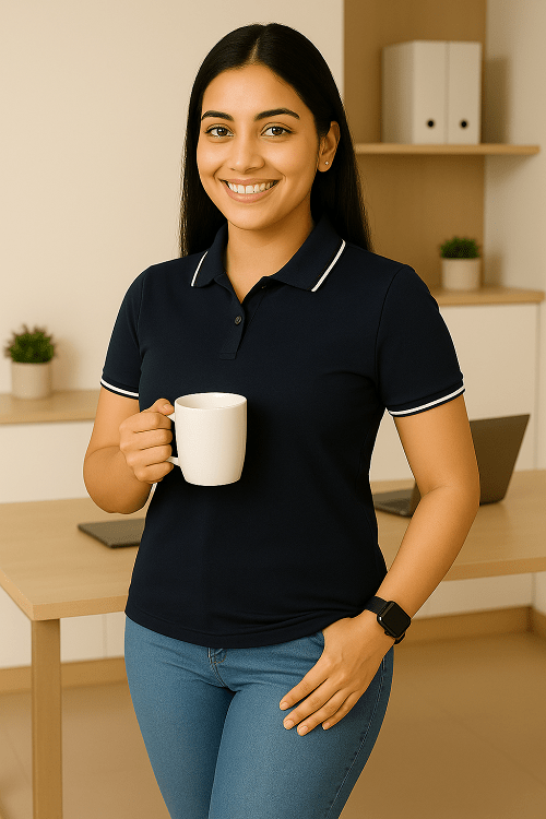 Regular fit formal polo t shirt for women with collar for office wear