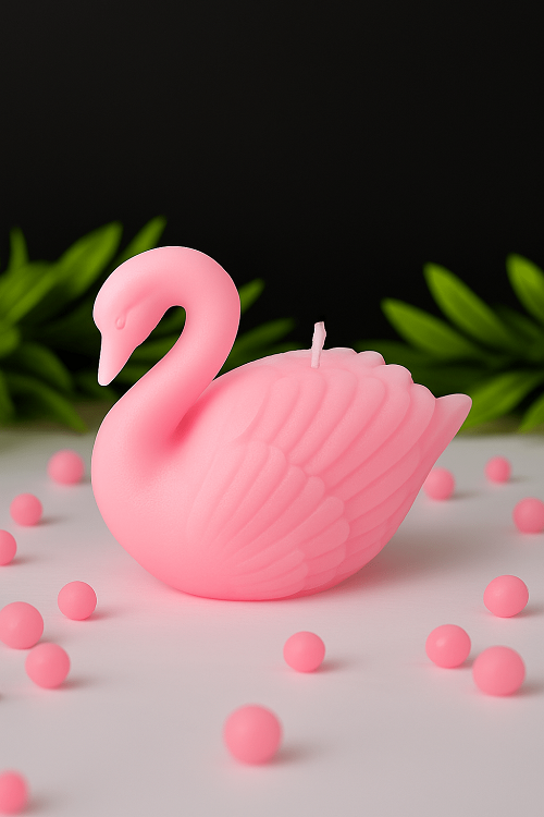 Scented Pink Swan Fancy Candle Designer SoyWax Candle Aroma Gift Set