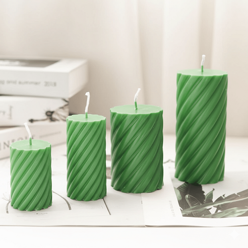 Big Spiral Pillar Scented Candle for Home and Party Green
