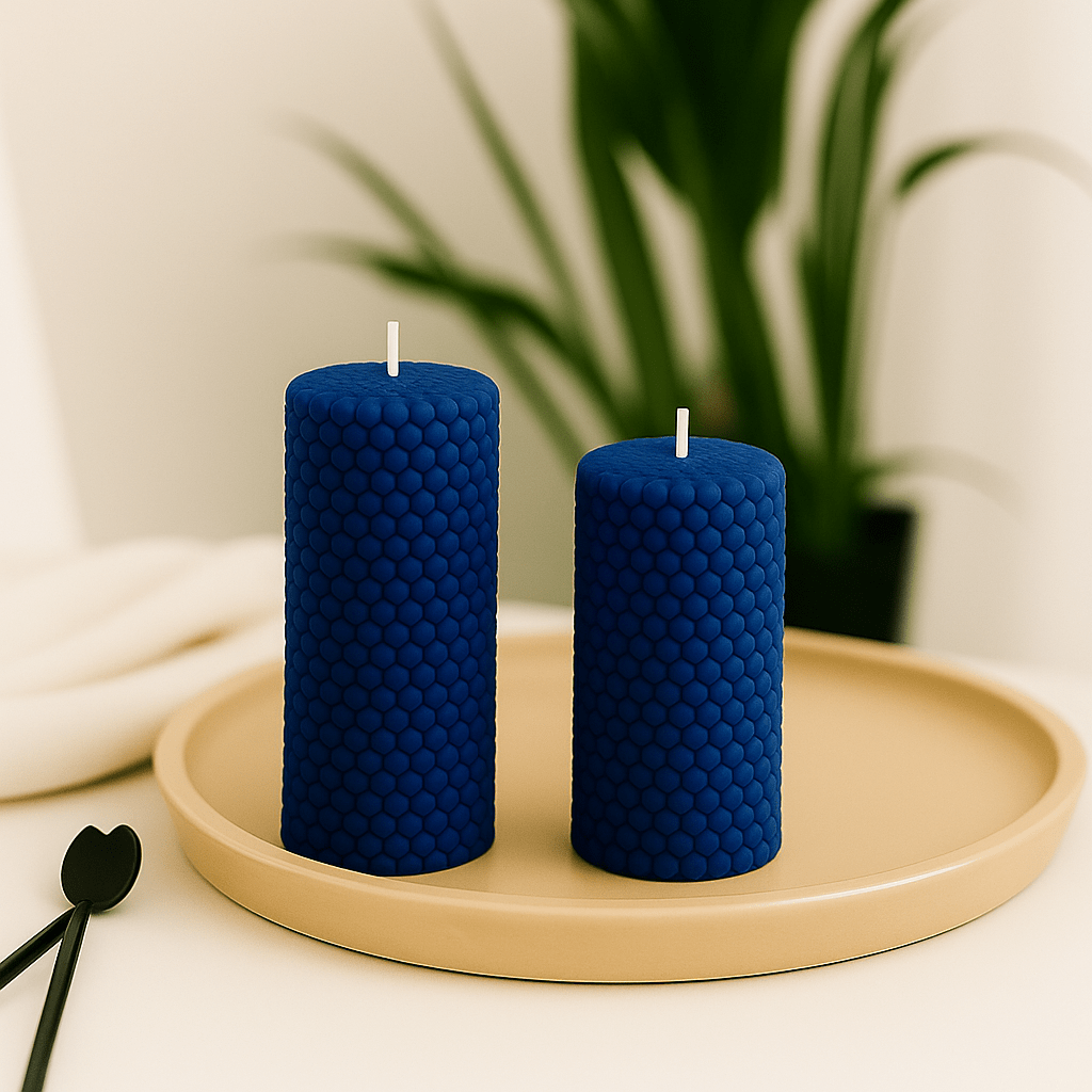 Luxury BLUE Scented Candle Long Bubble Pillar Fancy Candles