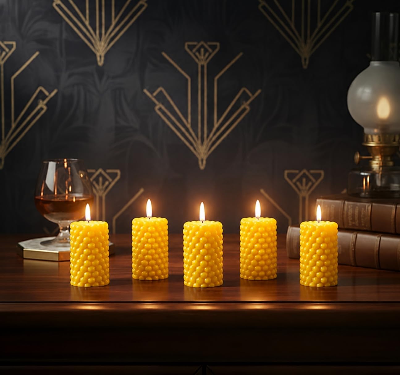 Luxury Yellow Scented Candle Long Bubble Pillar Fancy Candles