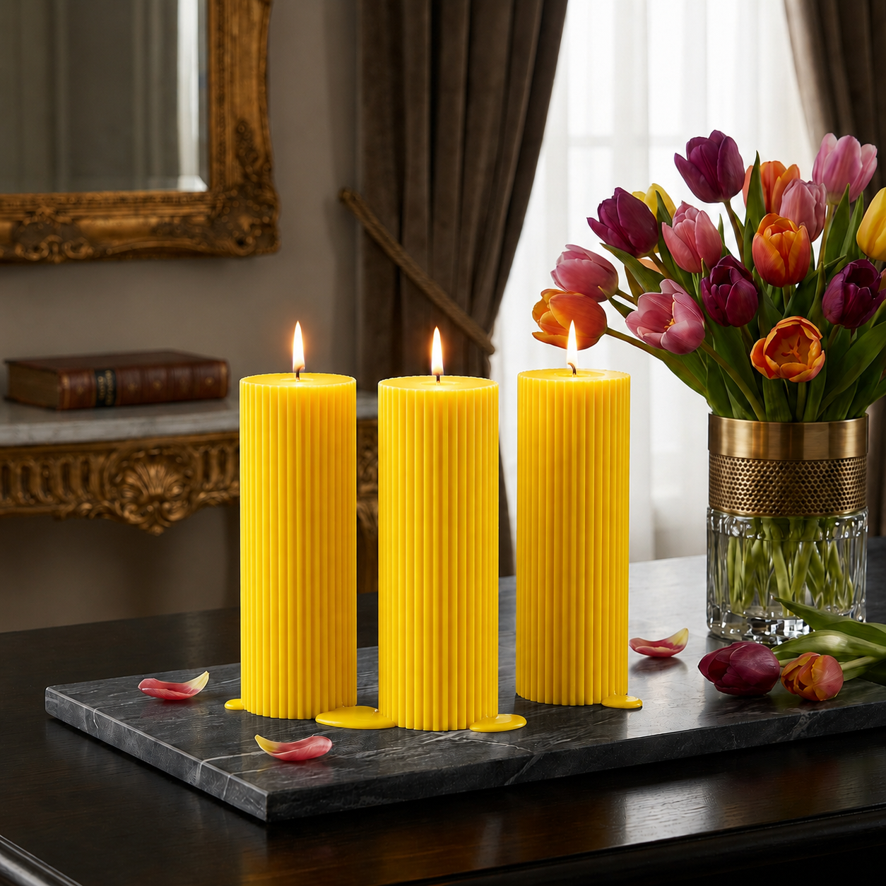 Luxury Spiral Pillar Scented Perfume Candle YELLOW