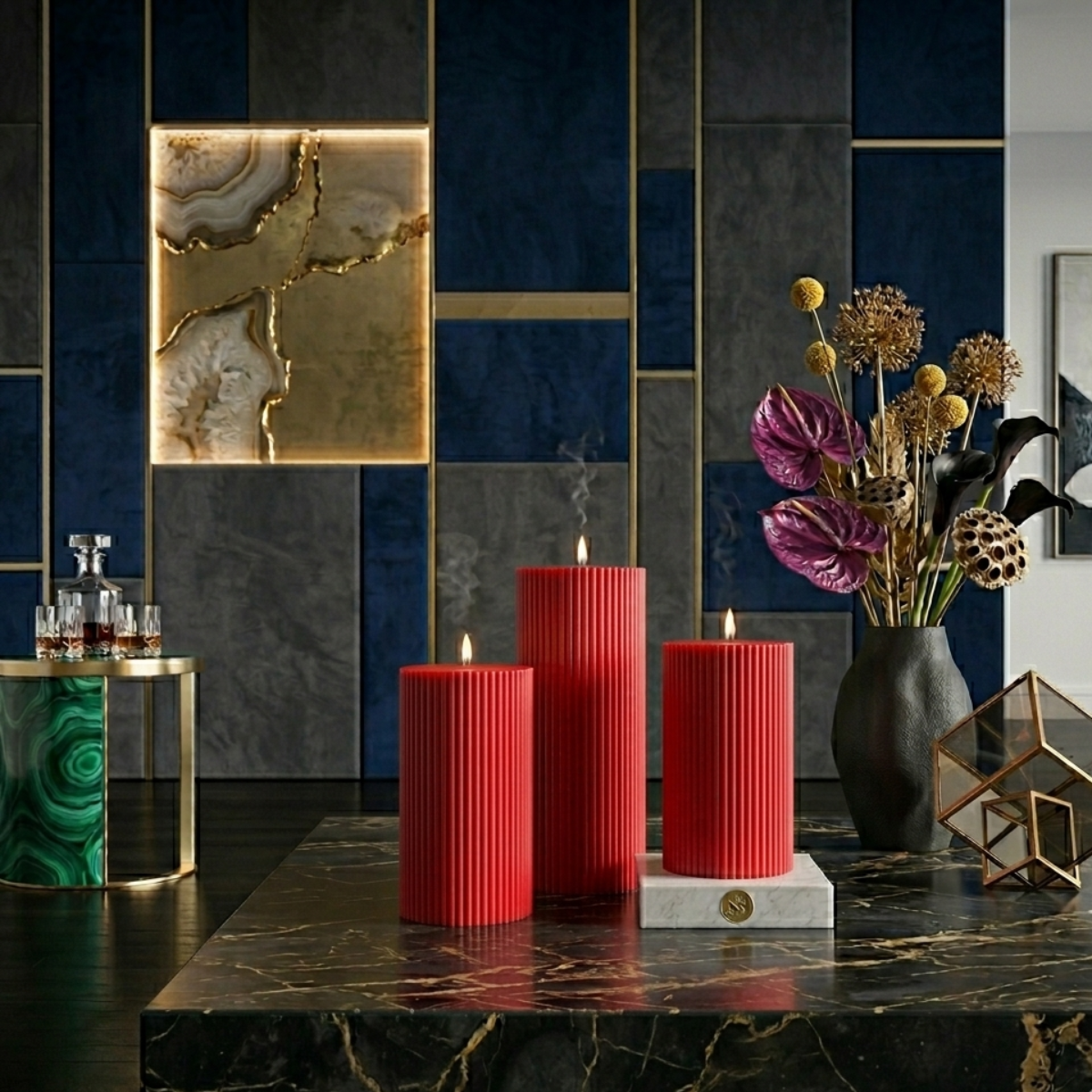 Luxury Red Spiral Pillar Scented Perfume Candle Online