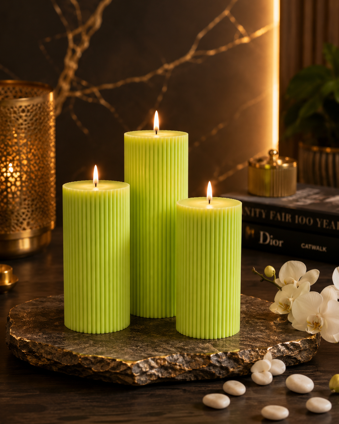 Luxury Spiral Pillar Scented Perfume Candle GREEN