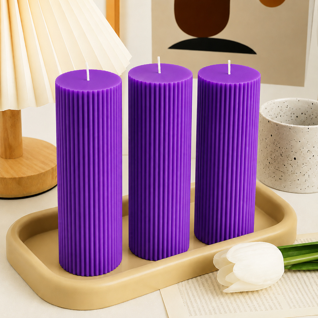 Luxury Spiral Pillar Scented Perfume Candle Purple