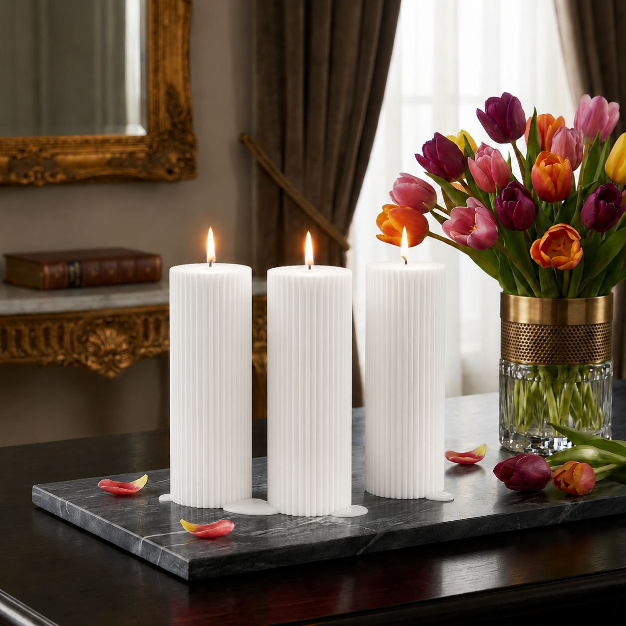 Luxury Spiral Pillar Scented Perfume Candle White