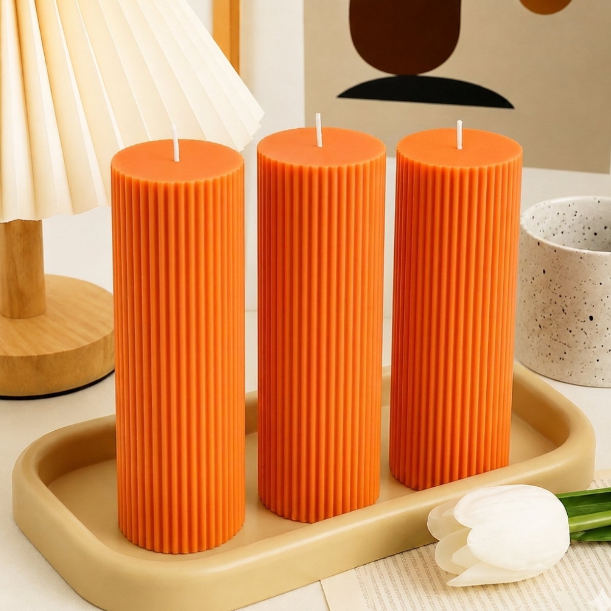 Luxury Spiral Pillar Scented Perfume Candle Orange