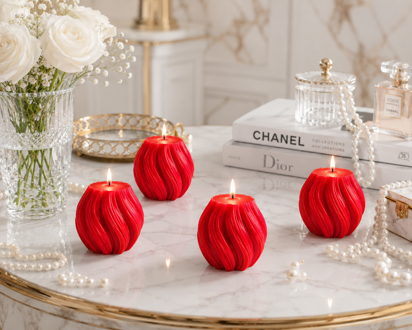 Luxury Red Sculptural Decorative Soy Wax Candle