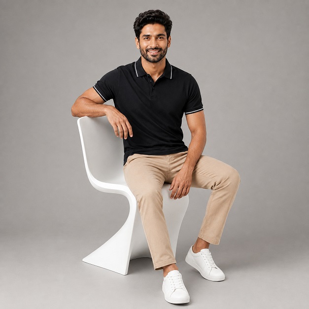 Polo Neck T Shirt – Premium Formal T Shirt for Men Black