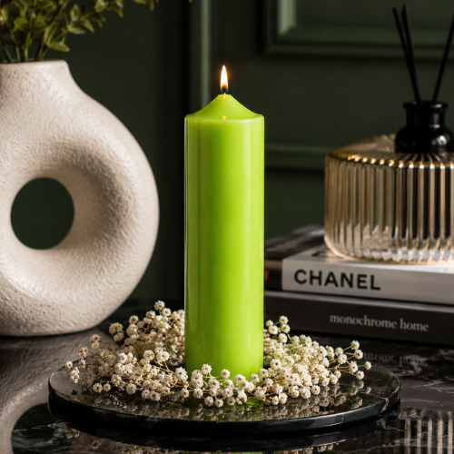 Scented Simple Pure Soywax Pillar Candle - GREEN