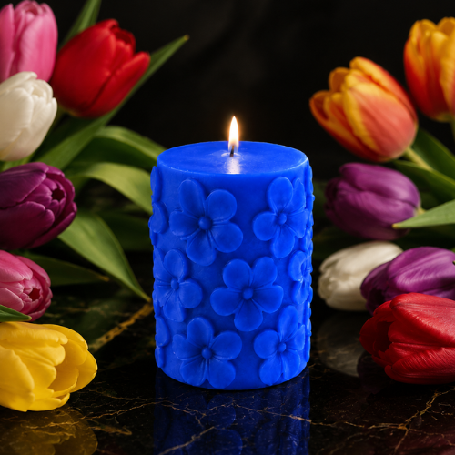 Derben Clove Floral Scented Pillar Candles for Party - ROYAL BLUE