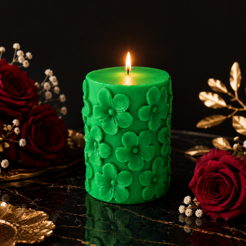 Floral Scented Pillar Candles for Party Fresh GREEN