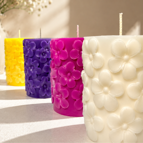 Derben Clove Floral Scented Pillar Candles for Party - PURPLE