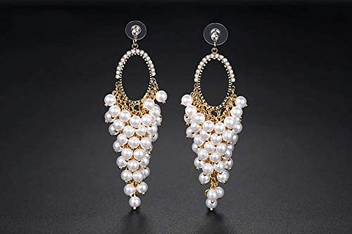 Exclusive Pearls Stud Decent Classy Korean Zircons Oval Hoop Earrings