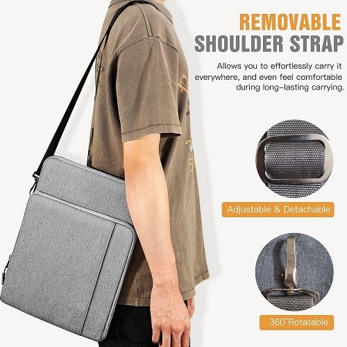 DERBEN CLOVE® 15.6 Inch Laptop Tablet Sleeve with Shoulder Belt Sling Side Hand Bag for Men and Women - Grey