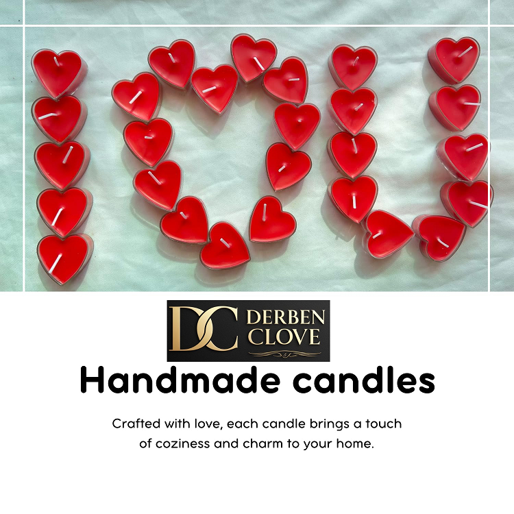 Derben Clove RED Heart Shaped Candles Pack of 10