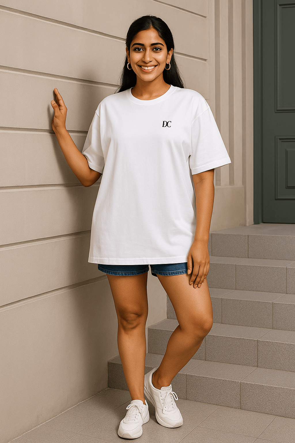 Oversized T Shirt Women Loose Baggy Cotton Tees white