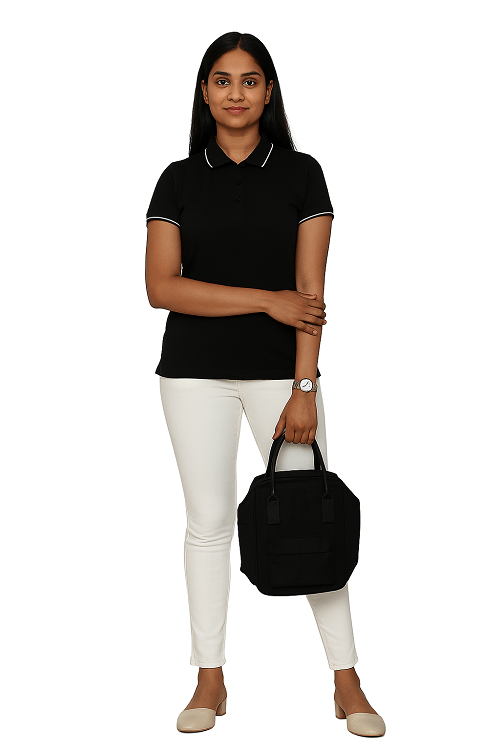 Black Polo Formal T Shirt for Women | Office Wear T Shirt for Ladies